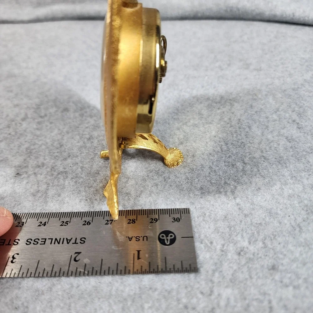 Vintage Landau Tulip Alarm Clock West Germany Gold Tone Hana‎ Glow Hands